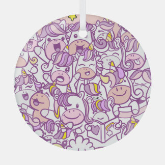 Ornement En Verre Pony Unicorn mignon : Collection de Doodles magiqu