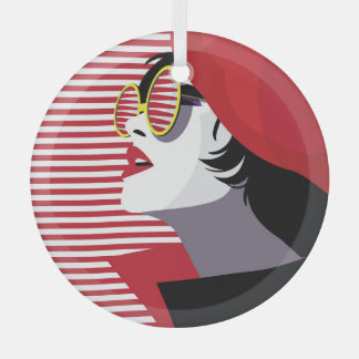 Ornement En Verre Pop Art Fashion Femme Vintage