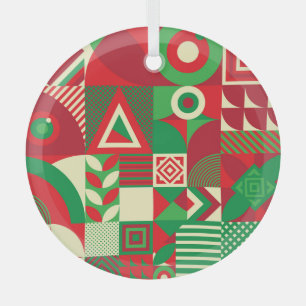 Ornement En Verre Pop géométrique : Carreaux Abstraits colorés.