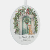 Ornement En Verre Porte d'entrée avec Golden Retriever Noël (Avant droite)