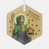 Ornement En Verre Portrait hexagonal de St. Gobnait (SAE 003) (Recto)