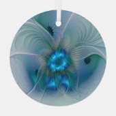 Ornement En Verre Position, Abstrait bleu turquoise fractal (Verso)