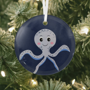 Ornement En Verre Poulpe sous le motif pour enfants de la mer