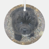 Ornement en verre pour chiot gris commande spécial (Verso)