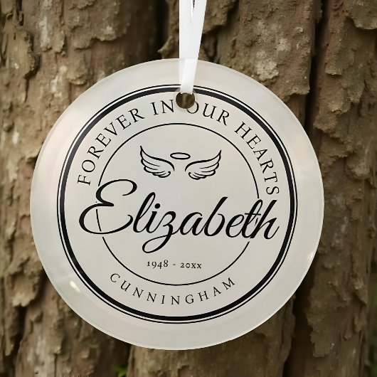 Ornement En Verre Pour toujours dans nos coeurs Funérailles Mémorial