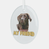 Ornement En Verre Pour toujours mon ami Chocolat Labrador Chien (Avant gauche)