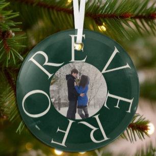 Ornement En Verre Pour toujours : Photo de couple Noël