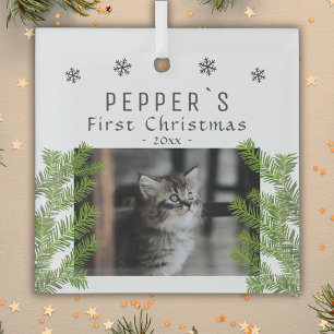Ornement En Verre Premier chaton de Noël Chat Souvenir photo en pin