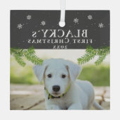 Ornement En Verre Premier Noël Chien Chien Photo Pine (Verso)