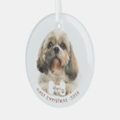 Ornement En Verre Premier Noël Chih Tzu Chien Chien Pet Photo (Avant gauche)