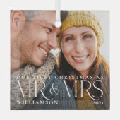 Ornement En Verre Premier Noël Comme M. & Mme Modern Couple Photo (Recto)