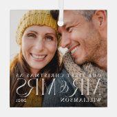 Ornement En Verre Premier Noël Comme M. & Mme Modern Couple Photo (Verso)