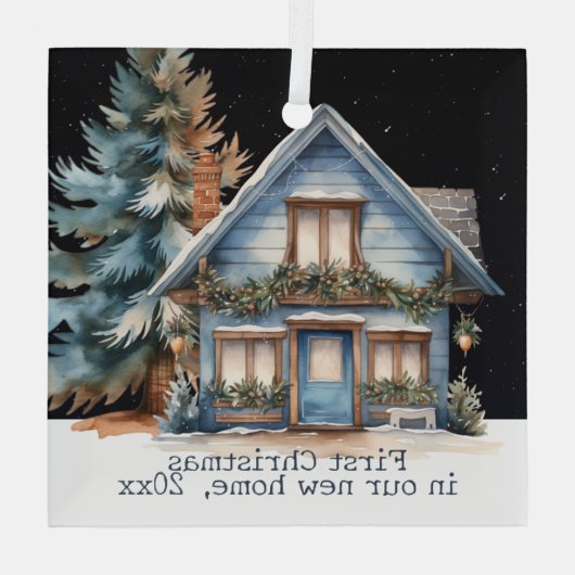 Ornement En Verre Premier Noël dans notre nouvelle maison personnali (Verso)