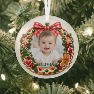 Ornement En Verre Premier Noël de bébé personnalisé 2026 Gingerbre