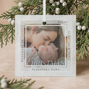 Ornement En Verre Premier Noël de bébé Photo Statistiques de naissan