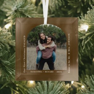 Ornement En Verre Premier Noël des fiancés Arche de photo