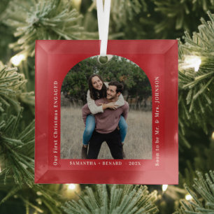 Ornement En Verre Premier Noël des fiancés Arche de photo