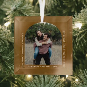 Ornement En Verre Premier Noël des fiancés Arche de photo