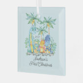 Ornement En Verre Premier Noël du bébé Dinosaures mignons (Avant gauche)