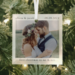 Ornement En Verre Premier Noël en tant que Monsieur & Madame Mariage