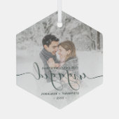 Ornement En Verre Premier Noël Engagé Photo Green Script (Verso)