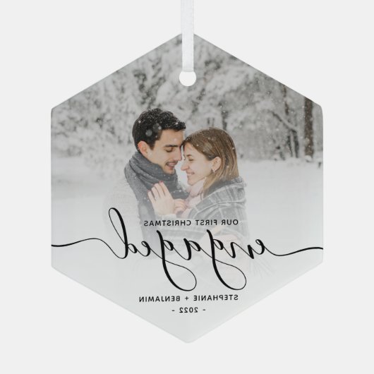 Ornement En Verre Premier Noël Engagé Photo personnalisée Script noi (Verso)