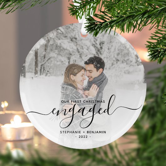 Ornement En Verre Premier Noël Engagé Photo personnalisée Script noi