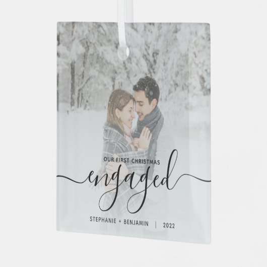Ornement En Verre Premier Noël Engagé Photo personnalisée Script noi (Avant gauche)
