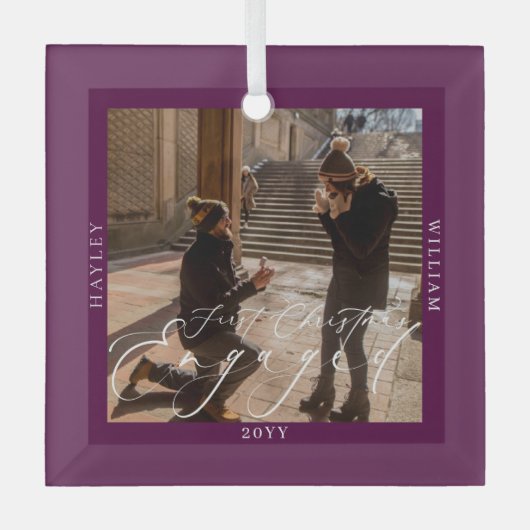Ornement En Verre Premier Noël Engagé Photo Plum (Recto)
