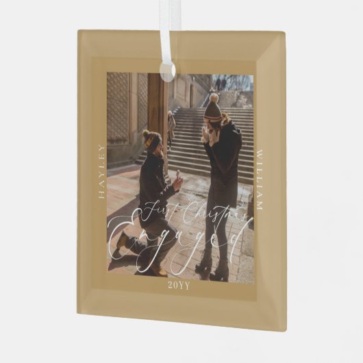 Ornement En Verre Premier Noël Engagé Photo Tan (Avant gauche)