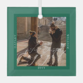 Ornement En Verre Premier Noël engagé photo vert (Recto)
