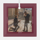 Ornement En Verre Premier Noël Engagé Vin Port Photo (Recto)