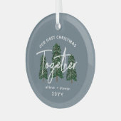 Ornement En Verre Premier Noël Ensemble Arbres Rustiques Couples (Avant gauche)