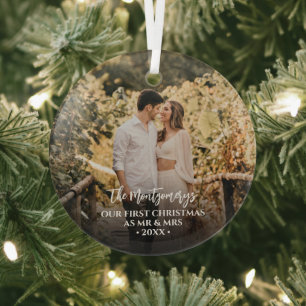 Ornement En Verre Premier Noël M. et Mme Photo
