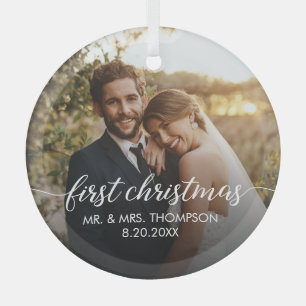 Ornement En Verre Premier Noël MARIÉ script mariage Photo