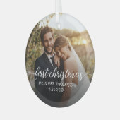 Ornement En Verre Premier Noël MARIÉ script mariage Photo (Avant gauche)