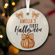 Première citrouille de Halloween de bébé avec noeu