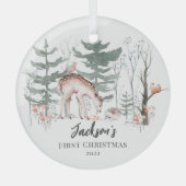 Ornement En Verre Première forêt de Noël du bébé (Recto)