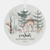 Ornement En Verre Première forêt de Noël du bébé (Verso)