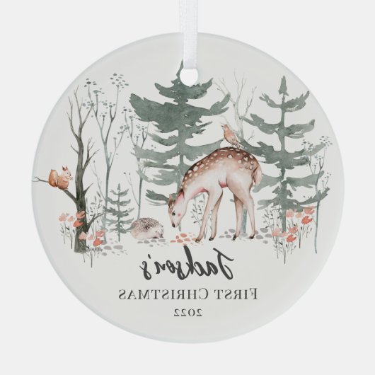 Ornement En Verre Première forêt de Noël du bébé (Verso)