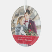 Ornement En Verre Première Noël Marié blanc Script photo (Avant gauche)