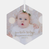 Ornement En Verre Première photo de Noël du bébé (Verso)
