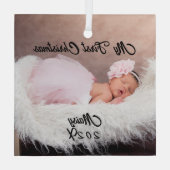 Ornement En Verre Prénom de Noël du bébé personnalisé Keepsaké Photo (Verso)