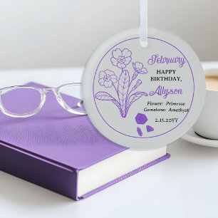 Ornement En Verre Primrose de février   Amethyst Birthday Keeps