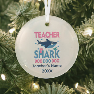 Ornement En Verre Professeur drôle requin ajouter nom mot art