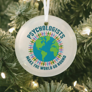 Ornement En Verre Psychologue mignon Monde Citation Psychologie Noël
