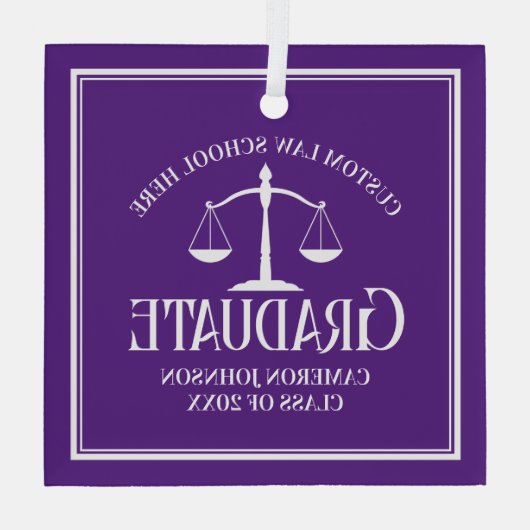 Ornement En Verre Purple Law School Graduation Noël (Verso)