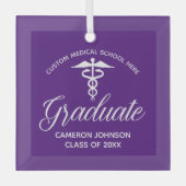 Ornement En Verre Purple Médicale School Graduation Noël (Recto)