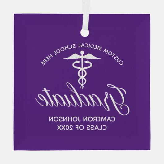Ornement En Verre Purple Médicale School Graduation Noël (Verso)