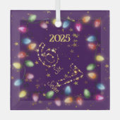 Ornement En Verre Purple String of Christmas Lights Gold Star 6 7 (Recto)